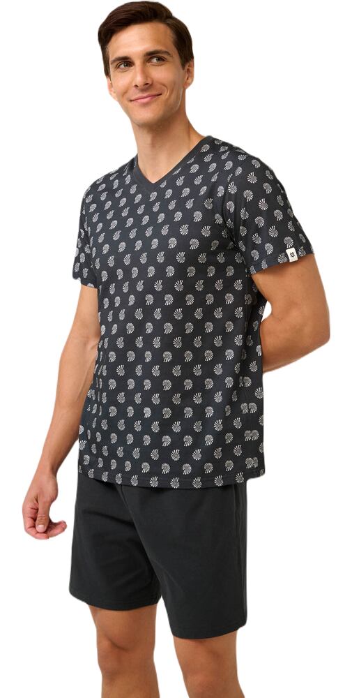 Bavlněné pánské pyžamo Vamp s krátkými kalhotami 22601 dark gray