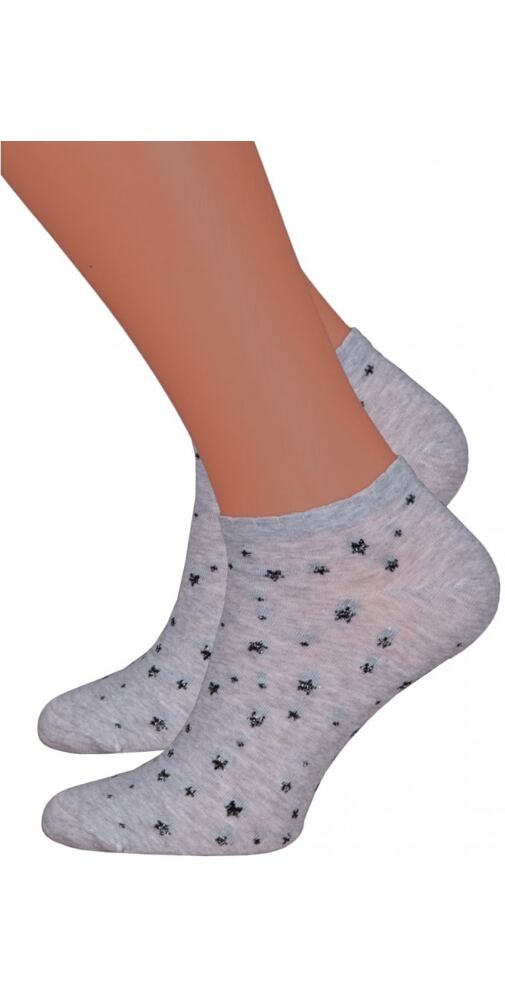Nízké ponožky s hvězdičkami Steven 61114 sv.šedá