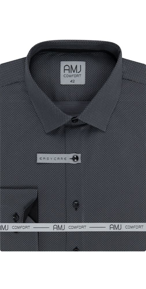 Elegantní pánská košile AMJ Comfort Slim Fit VDSBR 1213 černošedá