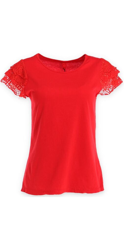 Jednobarevné tričko s krátkým rukávem pro ženy 14363 červené