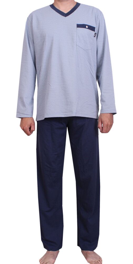 Bavlněné dlouhé pánské pyžamo Pleas 179771 modré