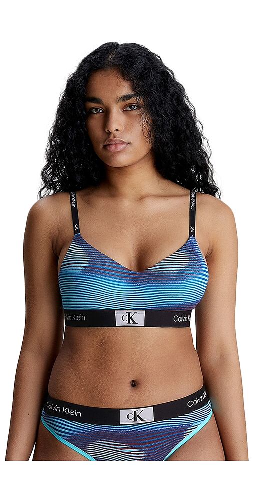 Podprsenka Calvin Klein Bralette collection 1996 QF7218E tyrkys vzor