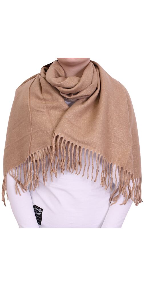 Dámská šála s třásněmi 20DF10 camel