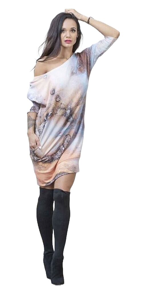 Volnočasové šaty Fashion Mam 387 losos vzor