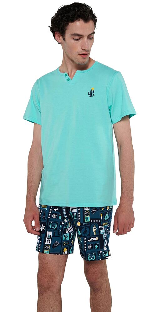 Pánské pyžamo s krátkými rukávy 20651 modré