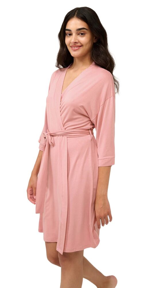 Dámský župan s krátkým rukávem Vamp 22009 pink blush