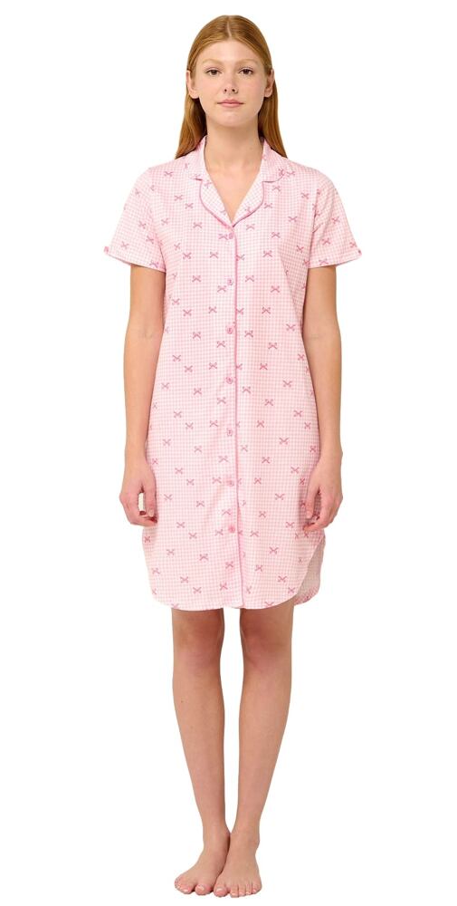 Bavlněná letní noční košile s knoflíky Vamp 22262 pink sea