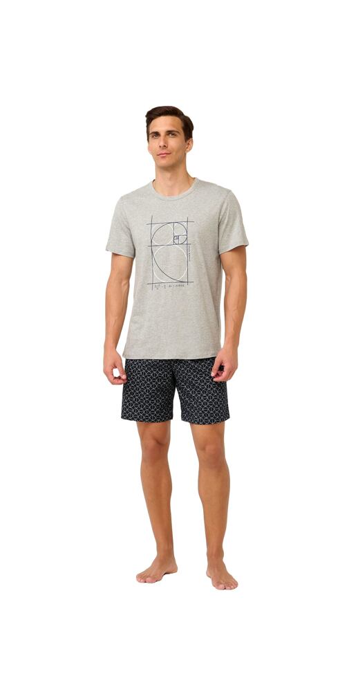 Bavlněné pánské pyžamo Vamp s krátkými rukávy 22680 gray melange