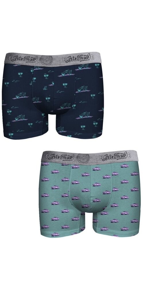 Bavlněné boxerky pro muže John Frank JF2BEF38 navy-mint