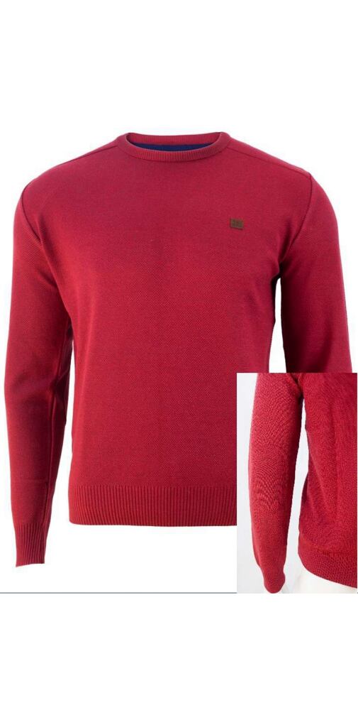 Pánský svetr s kulatým výstřihem  Jordi 80 tm.červený