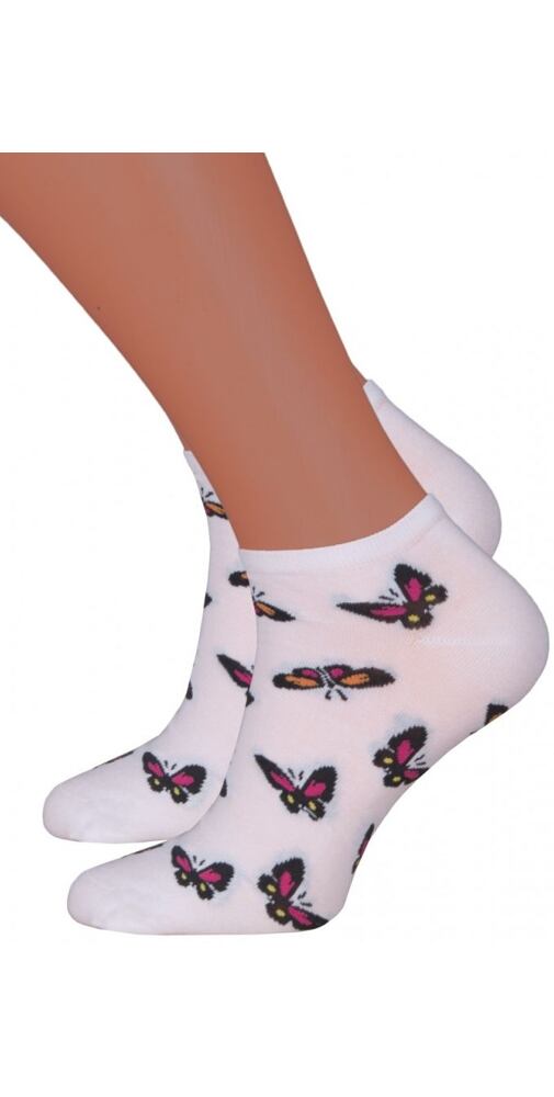 Nízké ponožky s motýlky Steven 87114 bílá