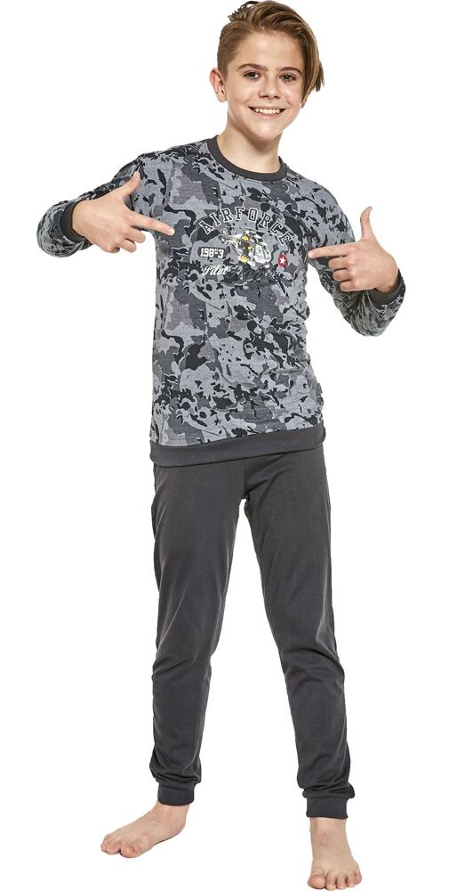 Dlouhé pyžamo pro kluky Cornette Kids Air Force šedé