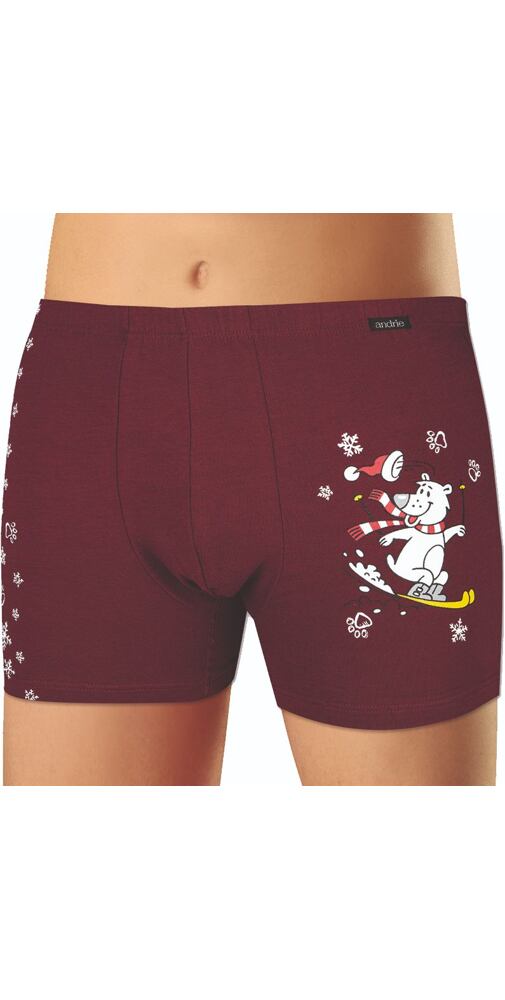 Pánské boxerky s potiskem Andrie PS 5581 bordo