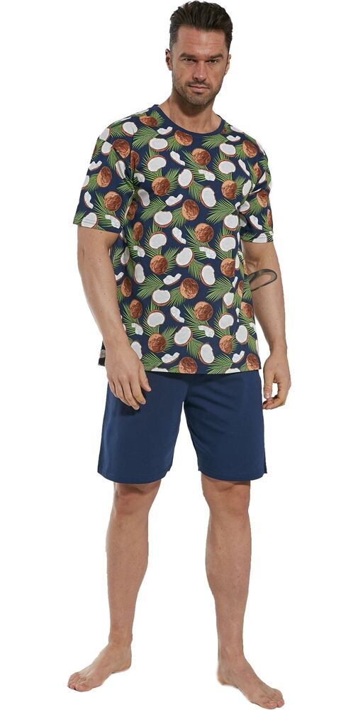 Bavlněné pyžamo pro muže Cornette Coconut navy