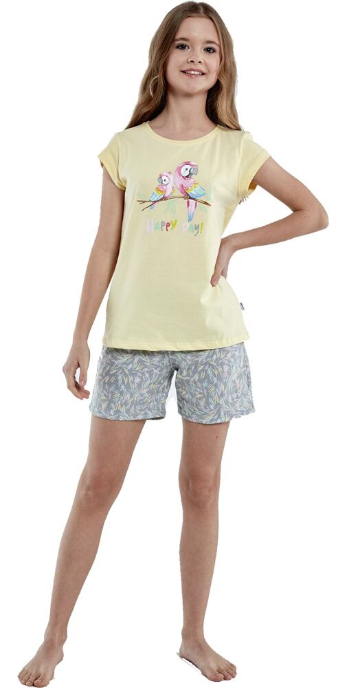 Dívčí bavlněné pyžamo Cornette Parrots vanilka