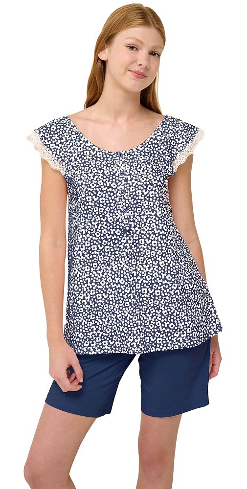 Pohodlné dámské pyžamo Vamp s krátkými kalhotami 22221 blue peony
