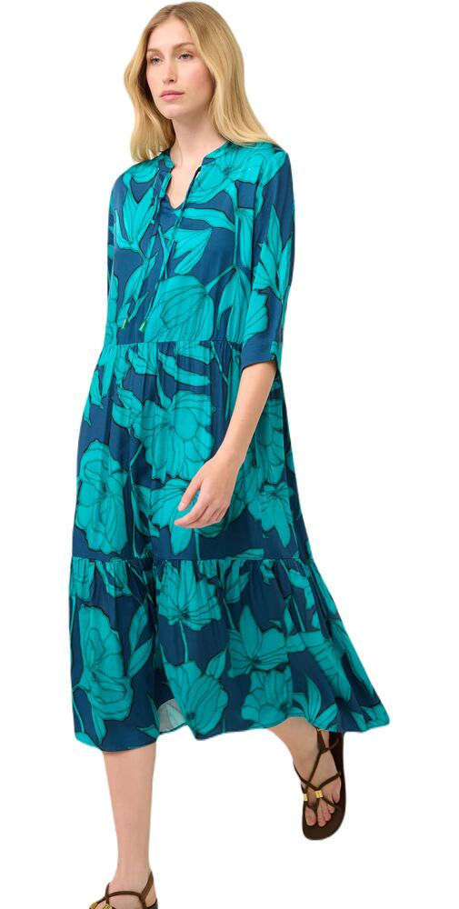 Letní midi šaty Vamp s potiskem pivoňky 22412 blue lagoon
