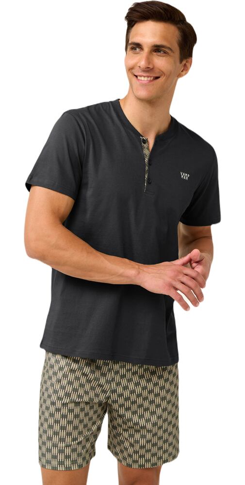 Bavlněné pánské pyžamo Vamp s krátkými rukávy 22611 dark gray
