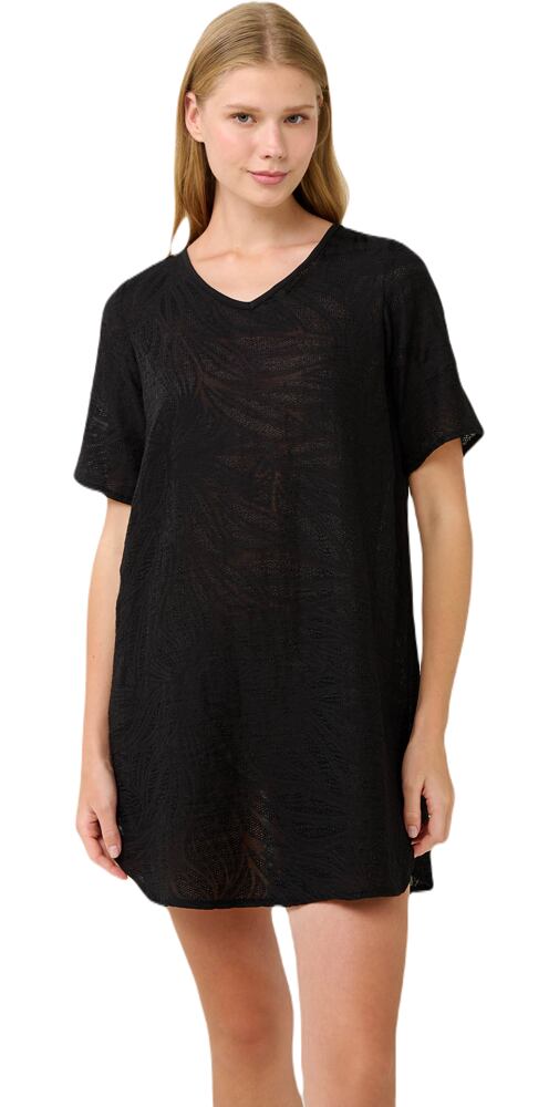 Děrované letní šaty Vamp s krátkými rukávy 22878 black