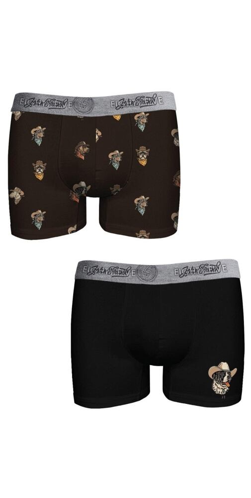 Bavlněné boxerky pro muže John Frank JF2BEF43 černé - 2pack