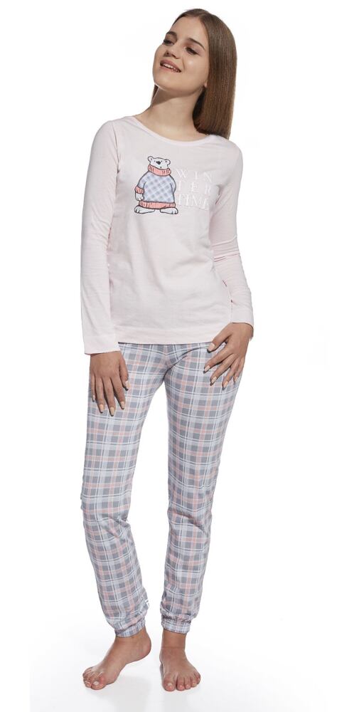 Dívčí pyžamo Cornette Fun&Young Winter Time - pudr