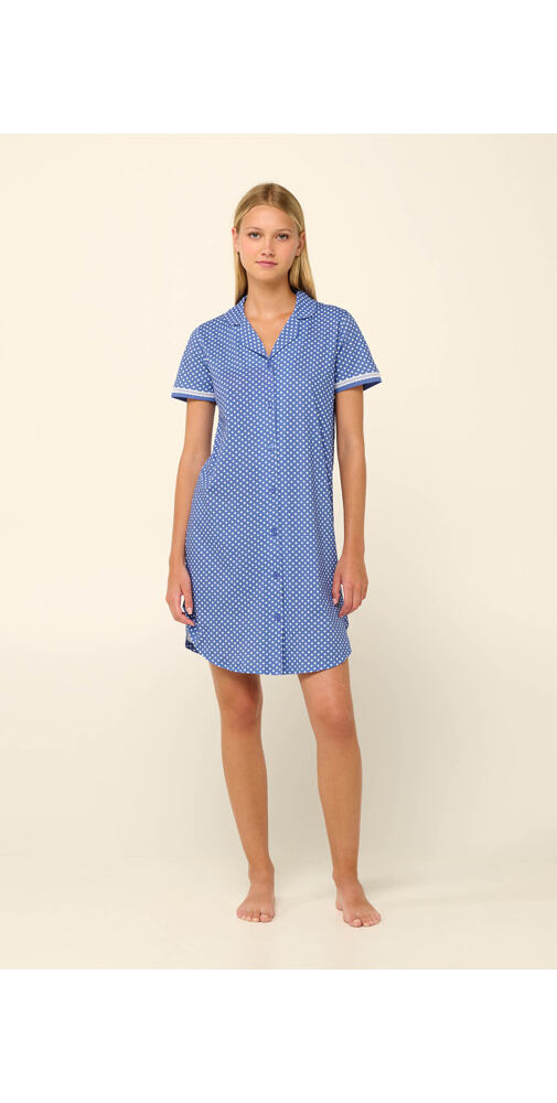 Pohodlná letní noční košile Vamp s knoflíky 22214 blue irirs