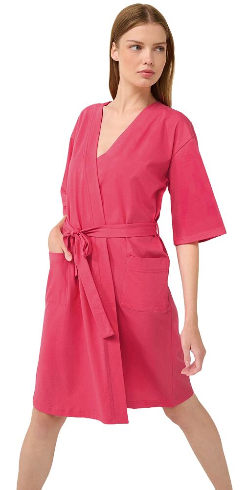 Bavlněný letní župan na zavazování Vamp 22256 pink blossom
