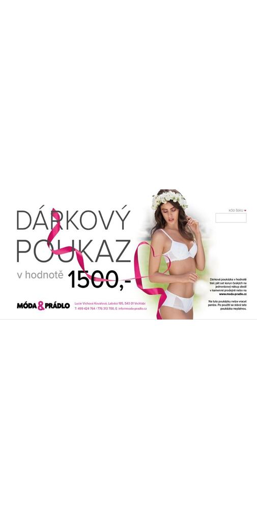 Dárkový poukaz v hodnotě 1500,-