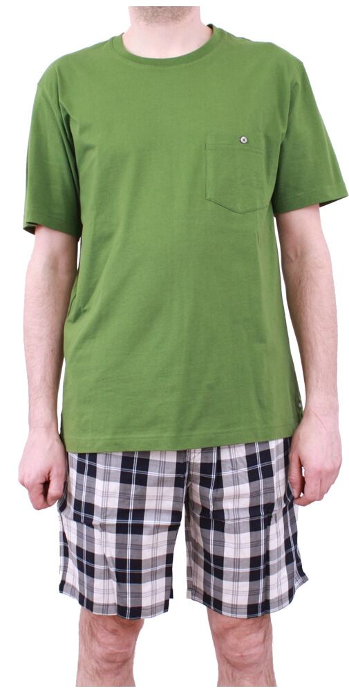 Pyžamo Schiesser zelená krátký rukáv a nohavice