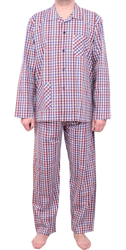 Popelínové pyžamo Luiz Charles orange kostička
