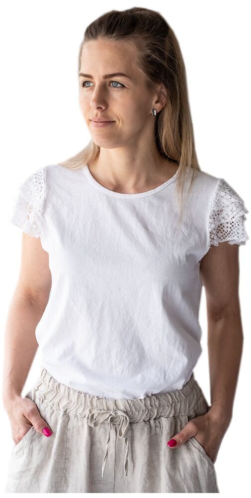Jednobarevné tričko s krátkým rukávem pro ženy 14363 bílé