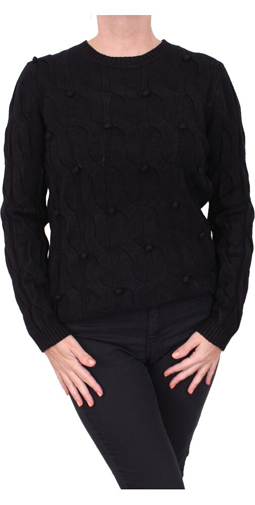 Trendy svetr s kulatým výstřihem pro ženy QJ92529 černý