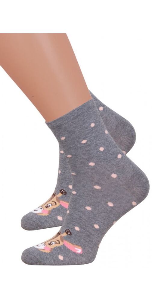 Bavlněné ponožky s obrázky Steven 855099 šedé
