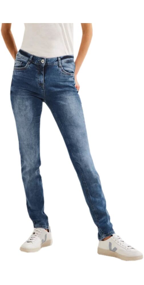 Slim fit džíny s vysokým pasem Toronto Cecil 376494 mid blue  