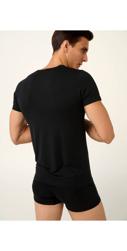 Pánské tričko Vamp Micromodal s výstřihem do V 22852 black