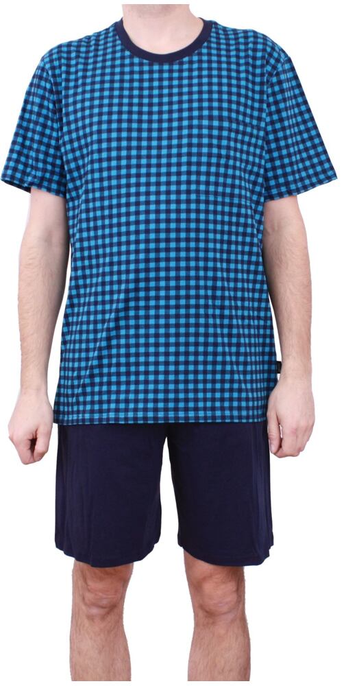 Kostkované pyžamo Pleas 153502 modrá