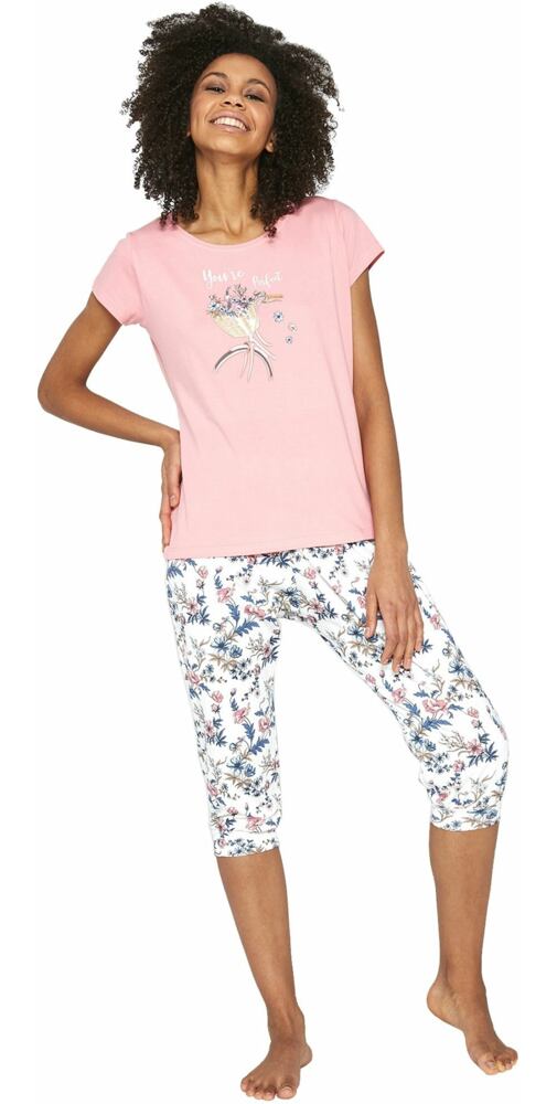 Dámské pyžamo Cornette se 3/4 kalhotami Perfect pink