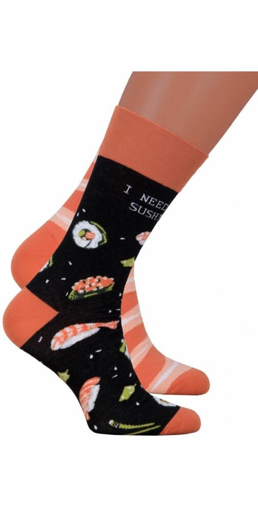 Pánské ponožky s obrázky More 39079 černé sushi