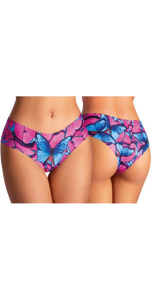 Bezešvé dámské kalhotky s obrázky Meméme pink spring butterfly