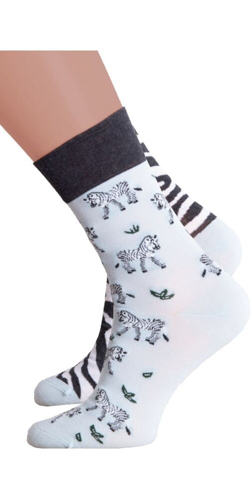 Bavlněné ponožky s obrázkem Steven 55078 zebra