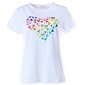 Bílé tričko s krátkým rukávem pro ženy 73140 s barevnými srdíčky - video