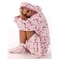 Župan z flanel fleece 3/4 délky Vestis Flora kapuce  dusty rose Vzor